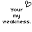 Pixelated black text on white background with a heart symbol above the text.