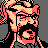 Pixelated 48x48 static icon of a stylized character with peach and pink tones, black outlines, and dithered textures on gray background.
