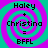 Four identical display text over a teal and purple spiral background with pixelated font