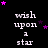 Black background with white text 'wish upon a star' repeated in four , surrounded by pink and purple stars