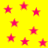 Yellow background with scattered pink stars, some appearing slightly blurred or faded.