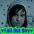 Pixelated image of a person with dark hair against a blue-gray background, featuring green and blue text at the bottom reading "Fall Out Boy".