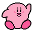 Pink cartoon character with rounded body, two pink cheeks, and dark eyes in various poses on gray background.
