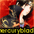 Animated icon shows a character with dark hair and gold-trimmed black clothing against red background, text changes from "mercuryblad on deviant" to "oh yeah!"