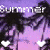 Animated summer-themed icon with palm trees, hearts, and 'Summer' text on a purple-pink gradient background.