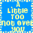 Blue background with yellow pixelated text repeating 'A Little Too not ever you' in a pattern, bordered by white and light blue squares