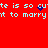 Red background with repeated light blue text 'te is so cute is so cute' and 't to marry t to marry', each line containing a small dark blue pixel cluster near the word 'cute'.