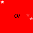 Red background with scattered white and pink stars, four of black 'cv' text, and a gray rectangle in the bottom-right corner