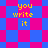 Yellow text 'you write it' on a pink and blue pixelated background with shifting diamond patterns.