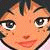 Pixelated cartoon face repeated in with orange background and white text overlay