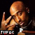 A 3x3 contact sheet of eight animated frames showing a bald man with dark skin making hand gestures near his face, each frame labeled "TUPAC" in red text below the image.