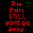 Red pixelated text on black background with green heart symbol; two side-by-side versions differ in text clarity.