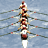 Animated sequence showing a rowing team in multiple positions across water, with varying numbers of rowers per boat.