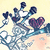 Animated icon shows a hand holding a trumpet with hearts and flowers, background shifts from light yellow to peach tones.