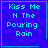 A 4-frame animated contact sheet showing a blue square icon with light blue text reading "Kiss Me N The Pouring Rain" and small symbols in the corners of each frame.