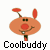 Two side-by-side animated frames of a cartoon character with an orange oval head, red nose, black eyes, and two antennae-like appendages in different positions above its head.