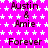 A static image with a bright pink background covered in white star patterns, displaying repeated text elements in dark purple.