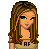 Pixel art of a female character with long brown hair, green eyes, and an AF logo on her top.