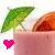 Animated sequence of a pink drink with lime wedge and heart symbol, showing color variation in the heart.