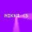 Purple background with four identical pixelated text elements arranged in a square frame, each displaying 'HIKKI <3' in white block letters with a pink glowing outline.
