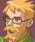 Pixelated avatar of a man with blonde hair, green eyes, and a beard, wearing glasses and a green shirt against a purple background.