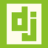 Green and white pixelated icon with stylized lowercase 'dj' letters on a solid green background.