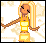 Pixel art of a woman with long blonde hair in a yellow dress against a starry background, next to text reading "Ohh Baby Baby".