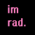 A 50x50 pixel animated buddy icon with pink text on a black background, displaying sequential phrases across four frames in a contact sheet layout.