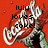 Pixelated red background with a stylized figure holding a bottle, overlaid with black text reading 'lulu loves coke!' in a blocky font.