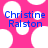 Pink background with white circular shapes and blue text reading Christine Ralston in two identical side-by-side sections.