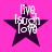 Four identical pixelated star icons on a bright pink background, each containing white text reading "I'm Laughing Love" in a stacked layout.