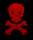 Red pixelated skull and crossbones icon with animated transformation of the lower crossbones into a tied knot shape.