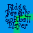 Blue background with dark blue text reading "Ridge Berry softball player" in four identical , each with a green glowing effect moving across the text