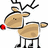 Pixelated reindeer with red nose and black antlers on white background, surrounded by green text 'My', 'Nobo', 'Glowing' on solid red backdrop.