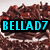 Pixelated image with cyan text 'BELLAD7' on black background over brown textured backdrop.