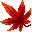 pixelated leaf icons in red, orange, and green hues on a gray background, with varying color gradients and leaf shapes