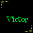 Green pixelated text "Victor" appears in two with yellow star-shaped icons and dotted lines on a black background