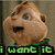 Animated sequence of a cartoon chipmunk character in green clothing with yellow accents, showing facial expressions and text overlays.