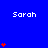 Blue background with repeated white text 'Sarah' and red heart symbols in vertical
