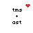 Pixel art icon with four identical text blocks and changing red symbols above them, showing animation states.