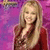 A woman with long blonde hair in a red top against a purple-pink gradient background, shown across four with subtle pose and expression changes
