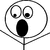 Pixelated black-and-white cartoon face with wide eyes and open mouth next to text reading "omg!Josh saw ure face!!!" in blocky font.