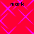 Red background with purple diamond lattice pattern and four instances of the word 'mark' in black pixelated text.