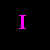 Pixelated pink text and heart symbol on black background with gray rectangle corner.
