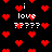 Pixelated red hearts and white text 'i love' with question marks on a black background, animated as hearts shift positions.