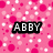 Pink background with white and pink polka dots, four black text boxes containing 'ABBY', 'XAN', 'HANNAH', and 'its an us thing' in pixelated font.