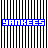 Animated contact sheet of 8 frames showing progressive text distortion in a blue banner over black-and-white vertical stripes, with one frame partially obscured by gray transparency.