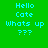 Green background with cyan text reading Hello Cate Whats up ??? and yellow highlight bars shifting across different lines of text.