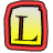 A static buddy icon featuring a large red-bordered yellow rectangle with a dark brown letter L inside, alongside scattered gray pixelated shapes on the right side of the frame.
