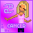 A 4-frame animated contact sheet showing a pixelated blonde woman in a pink top and dark pants against a purple background with the Cancer zodiac symbol, displaying subtle arm pose variations across frames.